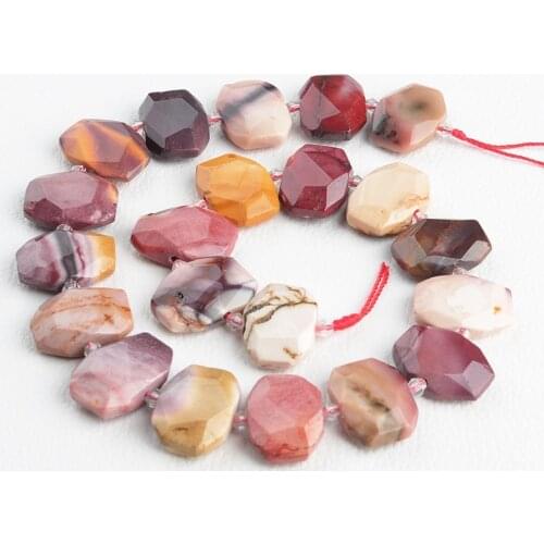 Faceted Mookaite Stone Slab Cushion Rectangular Nugget Slice 15" Strand