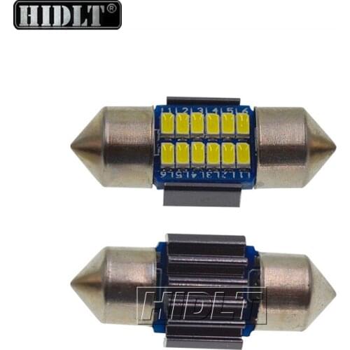 HIDLT 2PCS Festoon 31mm 36mm 39mm 41mm LED Dome Light 12SMD 12V White Super Bright Car LED Festoon Dome Reading Interior Light