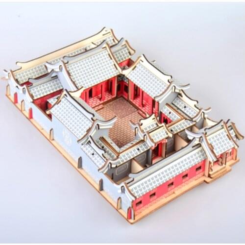 DIY Model toys 3D Wooden Puzzle Beijing quadrangle Wooden Kits Puzzle Game Assembling Toys Gift for Kids Adult P49