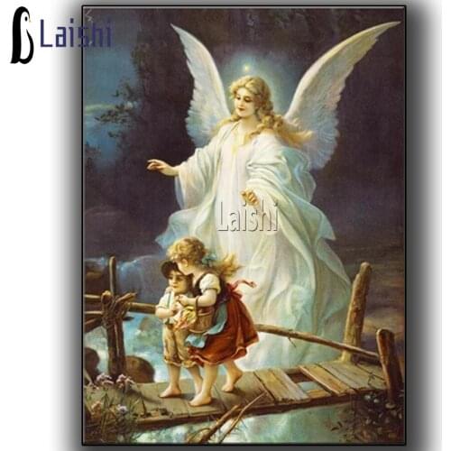 5D DIY Religion Guardian Angel Girl Painting,Diamond Embroidery,Full Square Round drill Mosaic Gift,Diamond Painting Cross Stitc