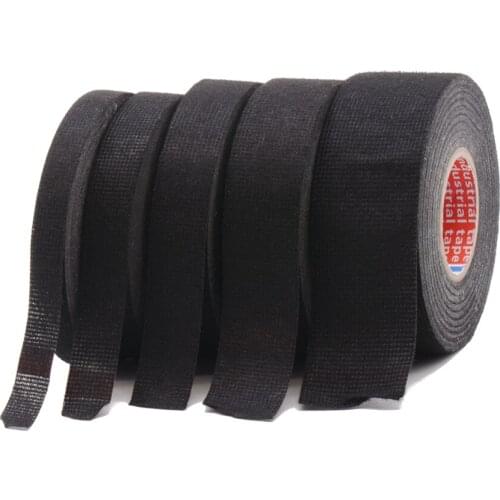 1 Roll 15/25 Meters Black Tesa Type Coroplast Adhesive Cloth Tape Industrial Tape For Cable Harness Wiring Loom 9/15/19/25/32mm