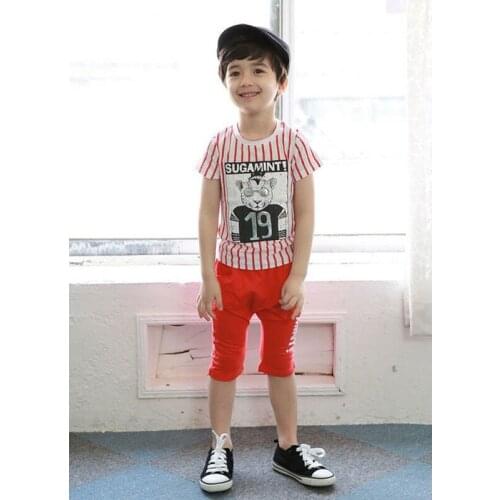 LOVE DD&MM Childrens Clothing Set Boys Girls Cartoon Letters Casual Striped T-shirt + Pants Sport Suit Kids Clothes