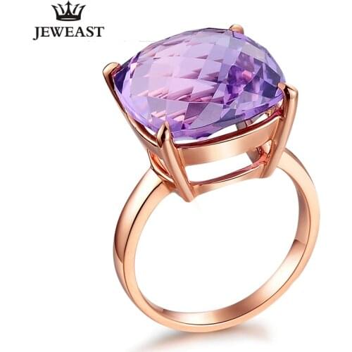 LSZB Natural amethyst 18K Pure Gold 2020 New Hot Selling Top Ring Women Ring For Ladies Woman Genuine Jewelry