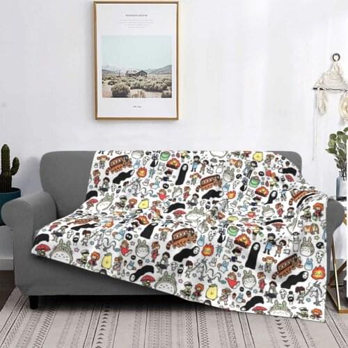 Cute Totoro Blanket Flannel Textile Decor Japan Miyazaki Multi-function Lightweight Thin Throw Blanket for Bedding Car Bedspread