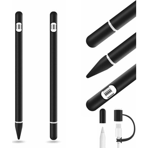 Soft Silicone Pencil Case Nib Cover Sleeve Wrap Tip Holder Connector Strap For Apple iPad Pencil 1 Non Slip Candy Color case