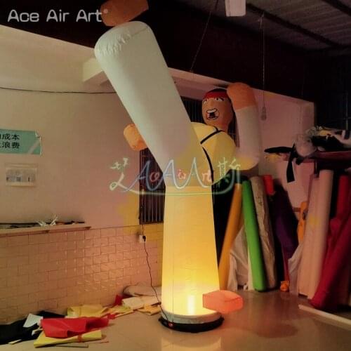 3 m H Inflatable Karate Model Taekwon Airblown Cartoon Kick Man with Led Light Base for Advertising/Promotion