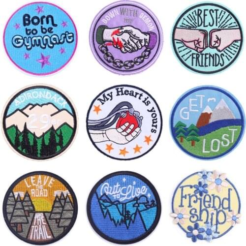 Mountain Patches Iron On Clothes Sewing Embroidered For Clothing Letters Applique On Clothes Flower Natural Sticker Badges