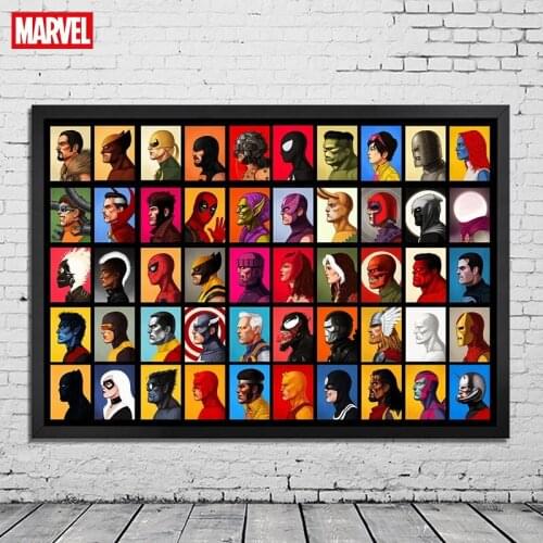 Marvel Canvas Wall Art Super Hero Head Characters Poster Canvas Painting Cartoon Art Captain America Artwork Kids Cuadros Decor