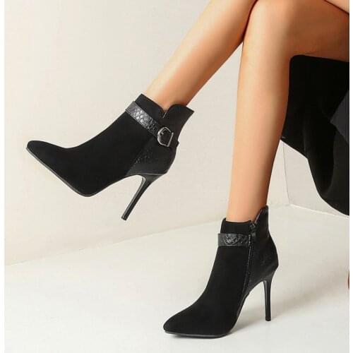 Spring 2020 new womens shoes frosted leather pointed thin heel short boots leopard print high heels European fashion