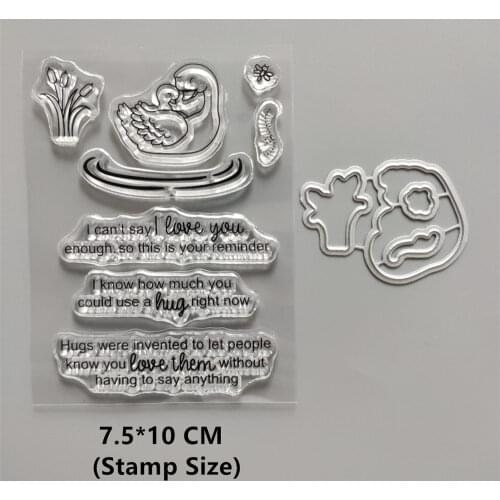 2021 New Swan Flowers Clear Stamps and Metal Cutting Dies DIY Scrapbooking Embossing Album Seal Template Punch Stencils