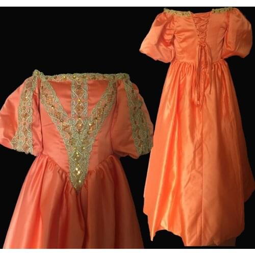 New orange Vintage costumes 18th Duchess Retro medieval Renaissance Reenactment Theatre Civil war Victorian dress D-263