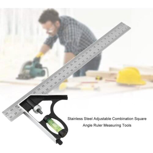 Stainless Steel Adjustable Combination Square Angle Ruler Measuring Tools FU
