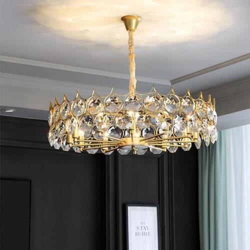 Luxury Gold crystal Chandelier led candelabra large Round led chandeliers for Living room Dining Room hotel crystal Lighting