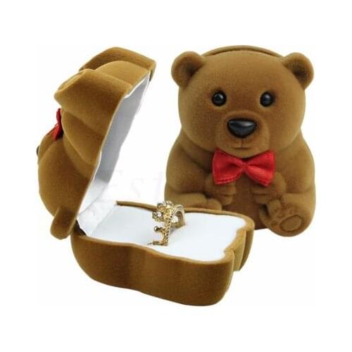 Lovely Bowknot Bear Ring Earring Bracelet Box Case Jewelry Display Rack Wedding Valentines Day Gift box Wholesale 50pcs