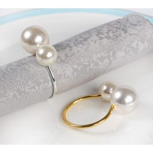 U-shaped Pearl Napkin Buckle Golden Silver Modern Minimalist Restaurant Pearl Napkin Ring Home Table Decoration Supplies New