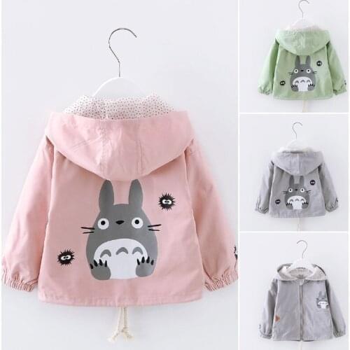 Spring Autumn Girls Boys Windbreaker Coat Childrens Cotton Cartoon Totoro Hooded Jacket Free Shipping