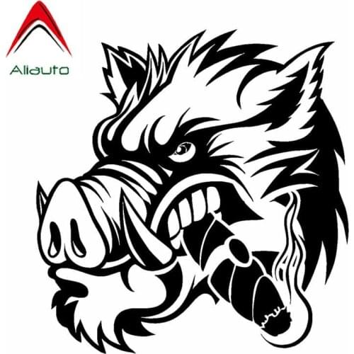 Aliauto Personality Creative Car Sticker A Ferocious Wild Boar Vinyl Waterproof Sunscreen Anti-UV Decal Accessories,17cm*17cm