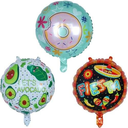 10pcs 18inch Donuts Balloons Mexico Avocado Trees Coconut Pineapple Birthday Air Globos Holiday Fruit Balloon Decorations