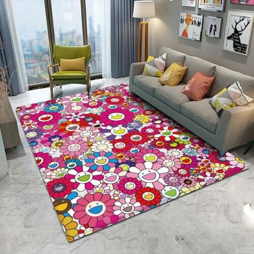 Alfombra Vivid 3d Printed Area Rug Blue Floor Mat for Children Bedroom Kids Play Mat Sun Flower Flannel Carpets For Living Room