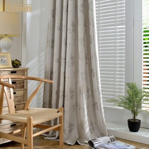 Custom Rose Floral Jacquard Shading Fabric Curtains Modern Minimalist Style Blackout Curtains for Living Room and Bedroom