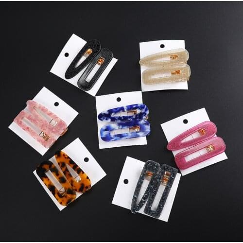 Haimeikang 2PCS/Set Fashion New 2021 Hairpins Barrettes Acetate Geometric Hair Clips For Women Girls Sweet Hair Accessories