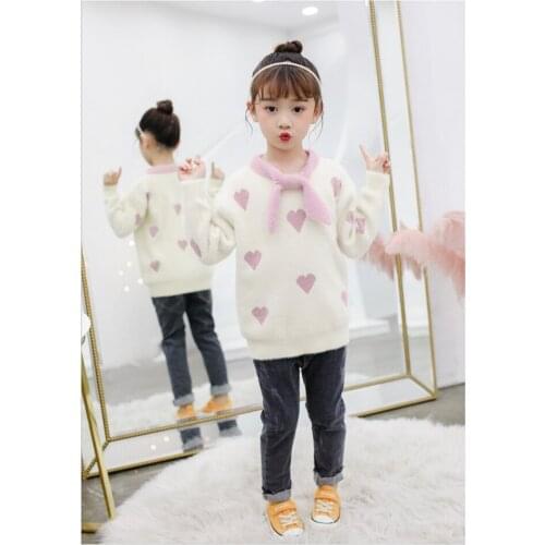 Fashion influx 3 pieces wholesale girl print sweater autumn and winter wear new girls water clothing cashmere sweater