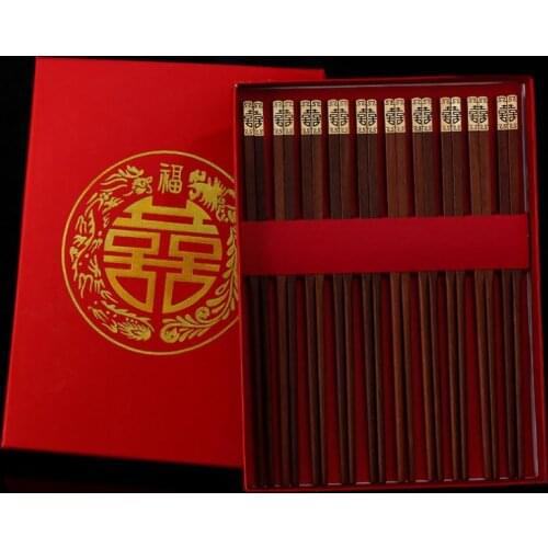 100pairs Chinese Style Double Happiness Gold Head Wood Chopsticks Wedding Party Favor And Gift For Guest Friend SN2046