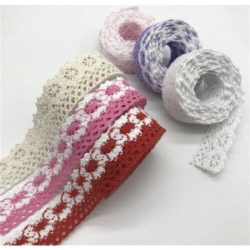 2yards 1" 25mm Cotton Lace Trims For Handmade Patchwork Cotton Lace Ribbon Sewing Fabric DIY Craft Apparel Material