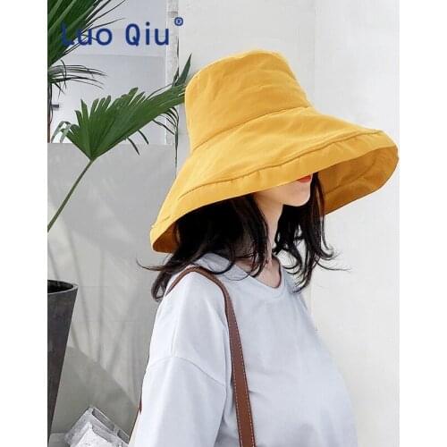 2019 Style Fashion Women Girl Hat Simple Lady Foldable Cotton Ladies Wide Hats Outdoor Leisure Beach