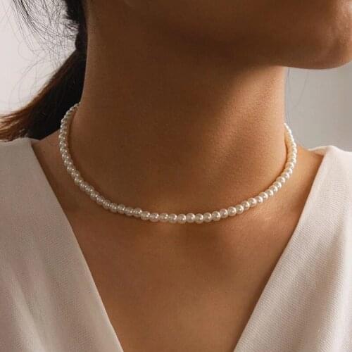 2021Tocona Luxury Pearl Stone Chian Choker Necklace for Women Charming Handmade Adjustable Party Sweater Jewelry Collar