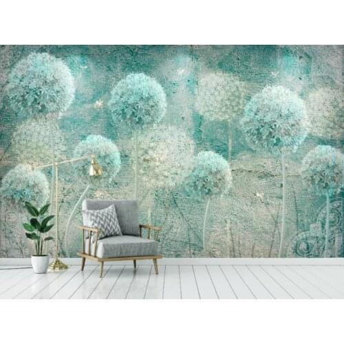 3d 2019 mural wallpapaer European retro vintage abstract dandelion Living room bedroom 3d wallpaper murals home painting