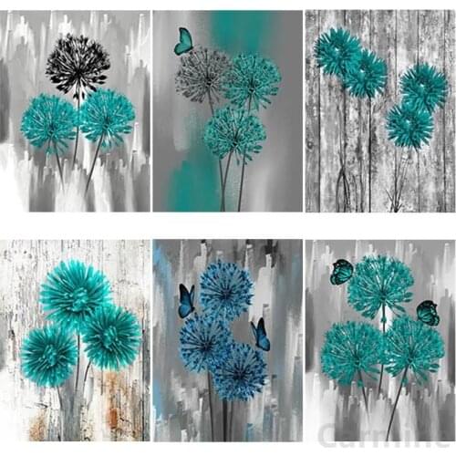 DIY 5D Diamond Painting Blue Dandelion Cross Stitch Embroidery Butterfly Picture Full Round&Square Drill Home Decoration Gift