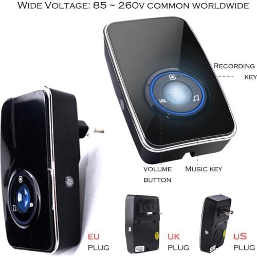 Wireless doorbell no battery smart doorbell EU US UK Plug Water proof Remote Door Bell 150m remote doorbell
