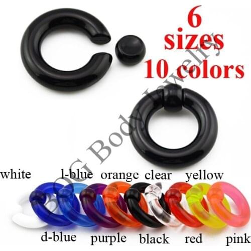 BOG-Lot of 10 Pieces-Easy To Mount Acrylic Captive Bead Ring Septum Piercing Eyebrow lip ear ring nipple nose hoop ear plugs