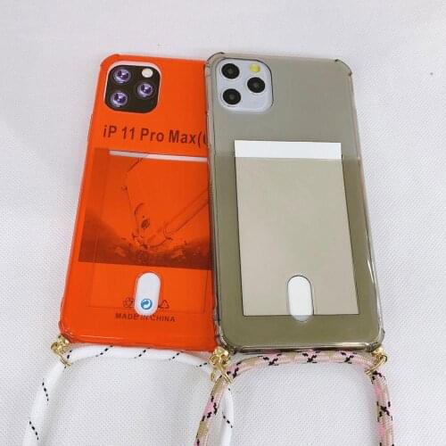 Airbag ID Credit Card Slot Holder Soft TPU Transparent Phone Case Chain Hang For iPhone 11 Pro XS MAX X XR 8 7 6 S Plus Cover