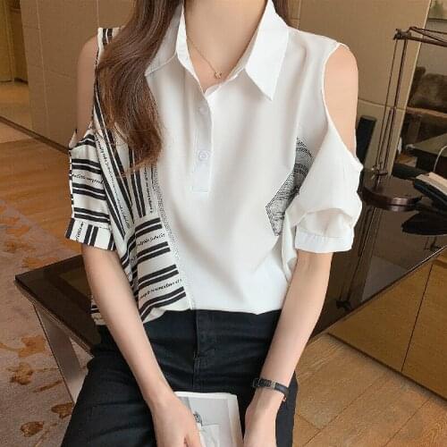 Chikichi 2021 New Summer Short-sleeved Off-the-shoulder Top Ladies High-end Chiffon Shirt Temperament Woman Tops Plus Size