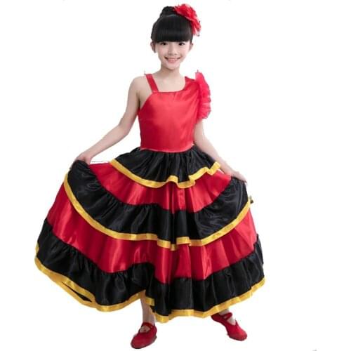 Children Flamenco Dress Girls Spanish Dance Costumes Vestido Flamenco Skirt-540 Degree