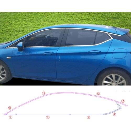 For Opel Astra K Hatchback 2015-2021 Stainless Side Door Full Window Sill Frame Sticker Cover Trim Car Styling