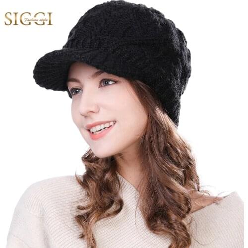 FANCET Women Wool Knitted Newsboy Cap Knitted Hat Visor Cabbie Duckbill Autumn Winter Girl Elastic Soft Fashion Gorros 68294