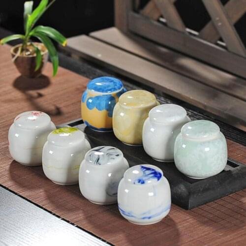 Mini Porcelain Tea Caddy Sealed Storage Tea Box Tea Jar Travel Easy to Carry Teaware Ceramic Crafts Home Decor