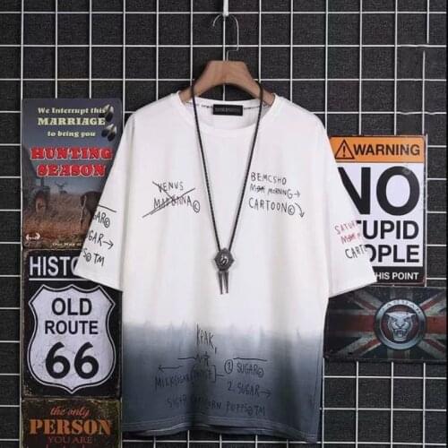 New Mens T Shirts Korean Fashion Harajuku Streetwear Short Sleeved Tops Tees Men Casual Trend Men Clothing Printed T Shirts Men