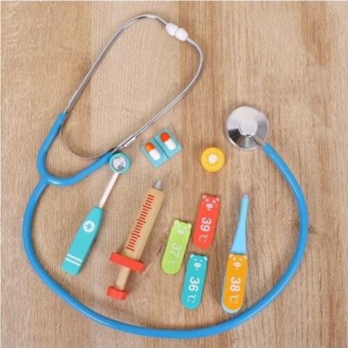 Girl Play House Simulation Doctor Injection Toy Gift Childrens Wooden Simulation Bag Medicine Box Childrens Playset