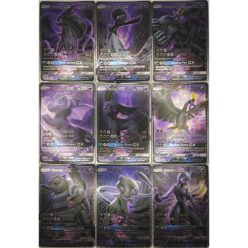 Pokemon Trading Card Game, 9-piece Set, Hobby Toys, Collection, Pokemon GX Card, Dark Version of Pokemon Card Fourth Set