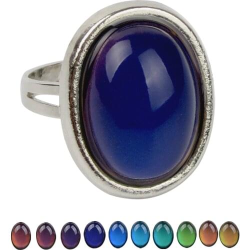 Mood Rings Retro Fashion Women Oval Gem Color Change Temperature Ring Opening Gothic Wedding Anillos Mujer Mens Rings Jewellery