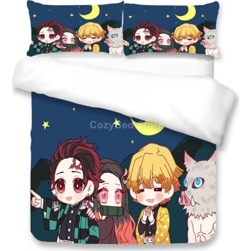 Demon Slayer Bedding Set Tanjiro Kids 3d Duvet Cover Sets Comforter Bed Linen Twin Queen King Single Size Luxury Cartoon Anime