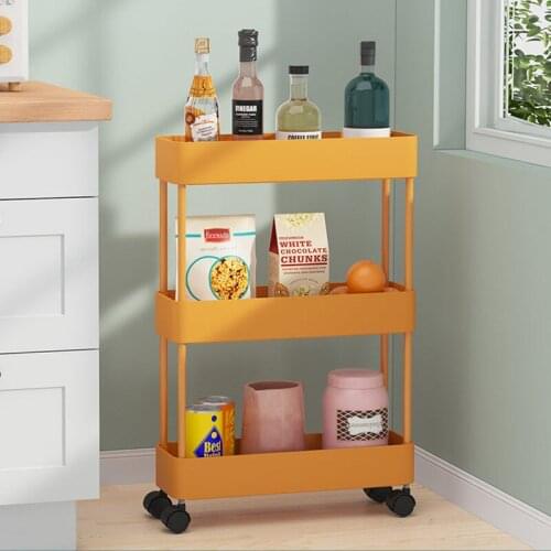 Kitchen Bathroom Storage Cart 2/3 Layer Removable Bathroom Floor Shelf With Wheels Kitchen Living Room Gap Storage Holder