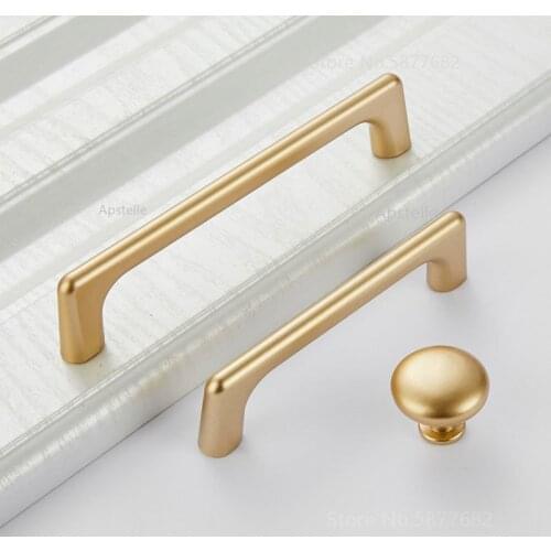 Cupboard Kitchen Hardware Square U Type Furniture Closet Knob Cabinet Drawer Handle Aluminum Gold European Fashion