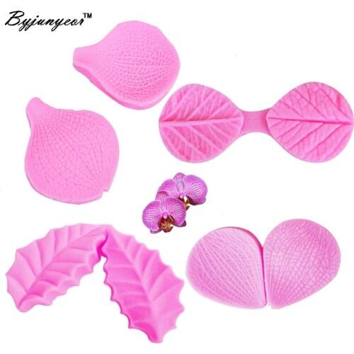 M-C003 7PCS DIY The Leaf Wreath with Leaves Flowers for Cake Decoration Liquid Silicone Tools Clay mould