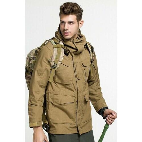 Mens Classic Army Camouflage Jacket Hooded Long Sleeve Outdoor Chic Outwear