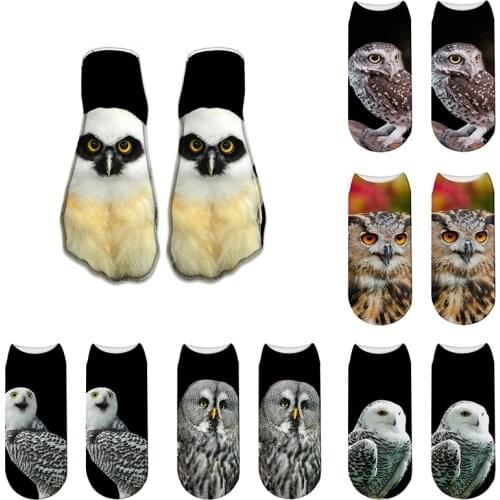 New Fashion Harajuku Kawaii Socks Man Cotton Cartoon Cute Animal Owl Dot Print Casual Hip Hop Happy Funny Socks